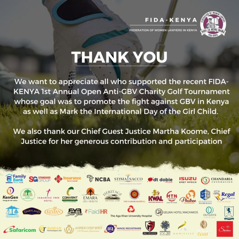 Base Yetu support for the FIDA KENYA 1st Annual Open Anti-GBV Charity Golf Tournament